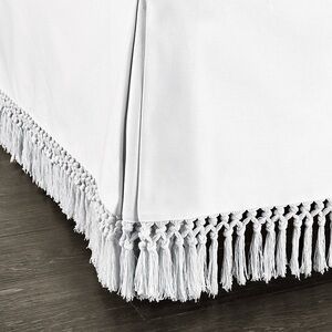 Ballard Designs Macrame Fringed Bedskirt/Classic White Tassel Bed Skirt